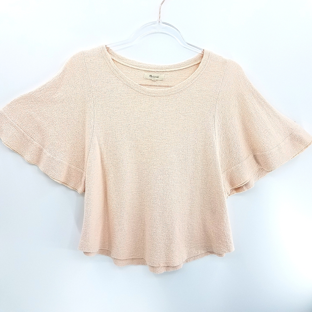 Madewell Texture & Thread Flutter-Sleeve Top Pink